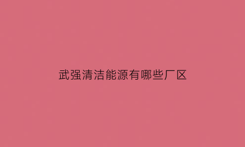 武强清洁能源有哪些厂区(武强环保)