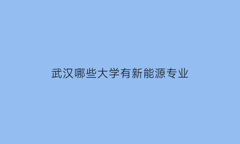 武汉哪些大学有新能源专业