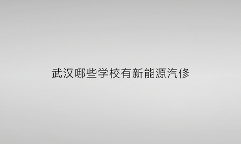 武汉哪些学校有新能源汽修(武汉哪些学校有汽修专业)