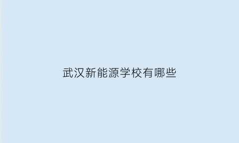 武汉新能源学校有哪些