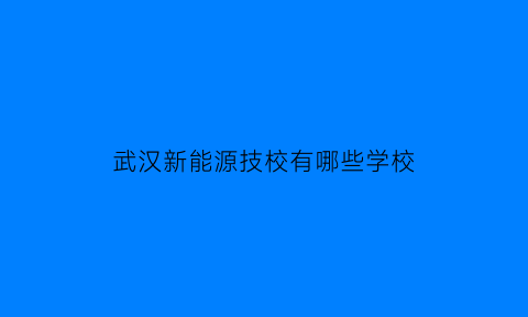 武汉新能源技校有哪些学校