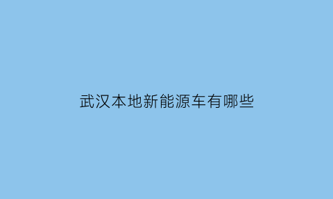 武汉本地新能源车有哪些