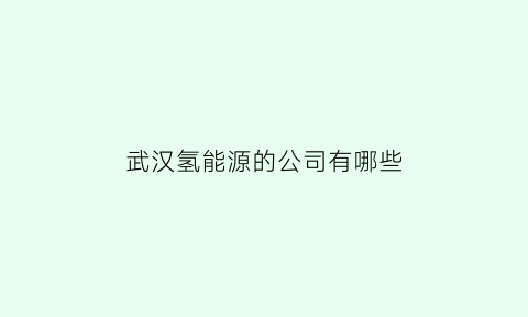 武汉氢能源的公司有哪些