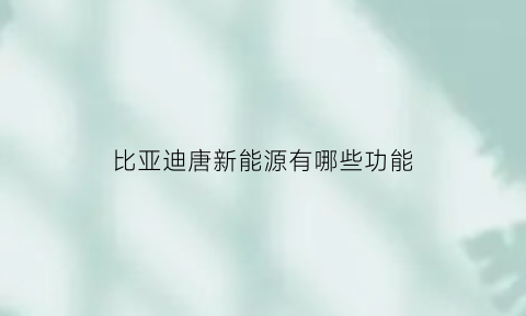 比亚迪唐新能源有哪些功能