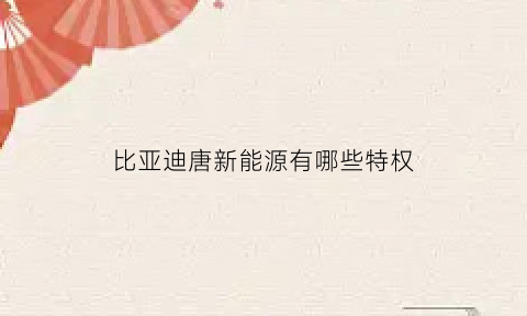 比亚迪唐新能源有哪些特权(比亚迪唐新能源优惠政策)