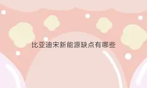 比亚迪宋新能源缺点有哪些