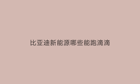 比亚迪新能源哪些能跑滴滴