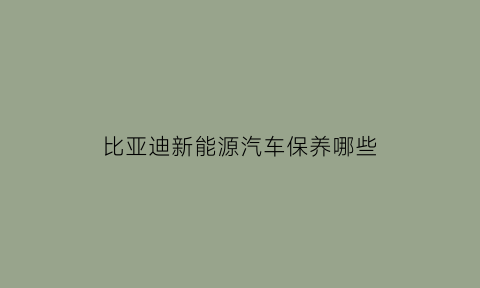 比亚迪新能源汽车保养哪些