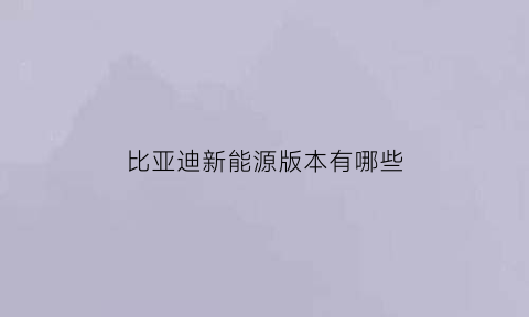 比亚迪新能源版本有哪些