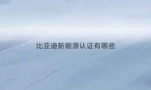 比亚迪新能源认证有哪些