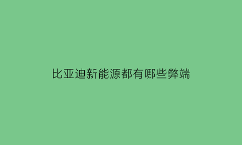 比亚迪新能源都有哪些弊端