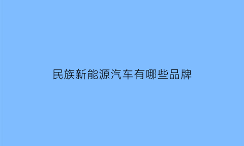 民族新能源汽车有哪些品牌