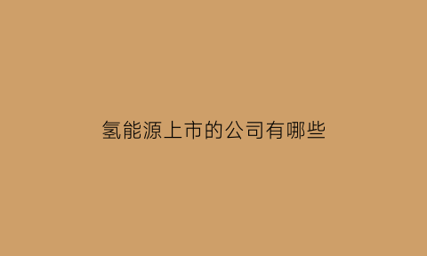 氢能源上市的公司有哪些(氢能源上市的公司有哪些企业)