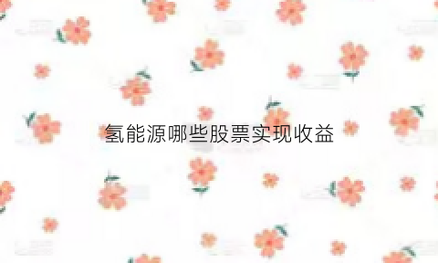 氢能源哪些股票实现收益(氢能源股票值得买吗)