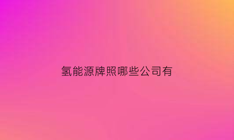 氢能源牌照哪些公司有