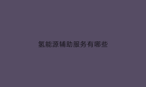 氢能源辅助服务有哪些