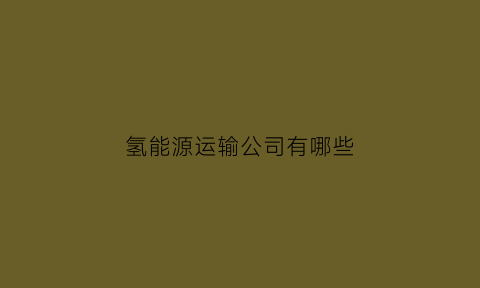 氢能源运输公司有哪些