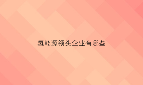 氢能源领头企业有哪些