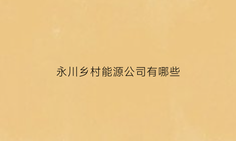 永川乡村能源公司有哪些