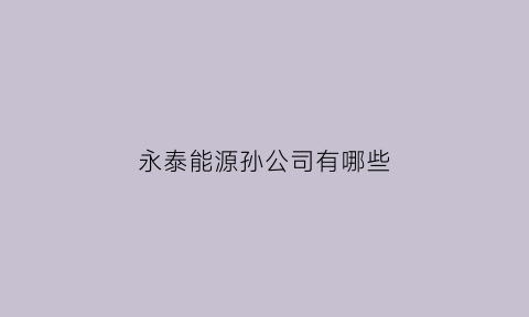 永泰能源孙公司有哪些