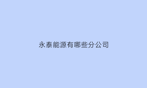 永泰能源有哪些分公司