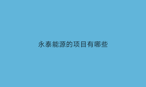 永泰能源的项目有哪些