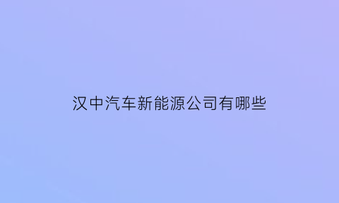 汉中汽车新能源公司有哪些