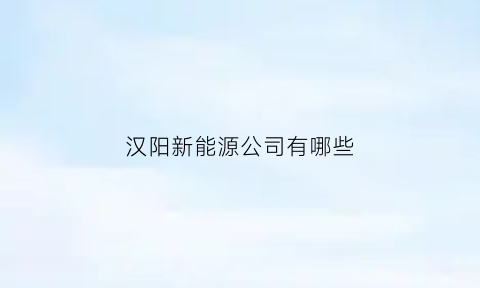 汉阳新能源公司有哪些