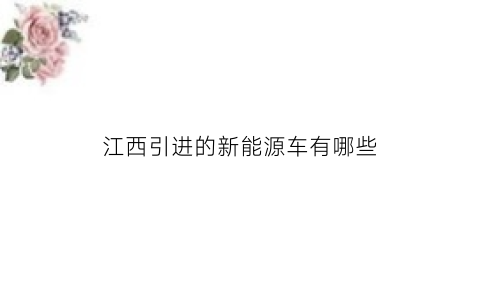 江西引进的新能源车有哪些