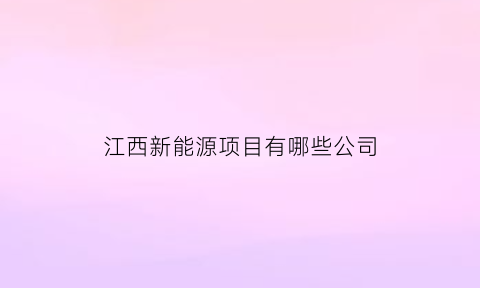 江西新能源项目有哪些公司