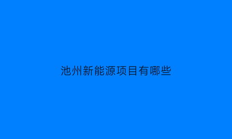 池州新能源项目有哪些