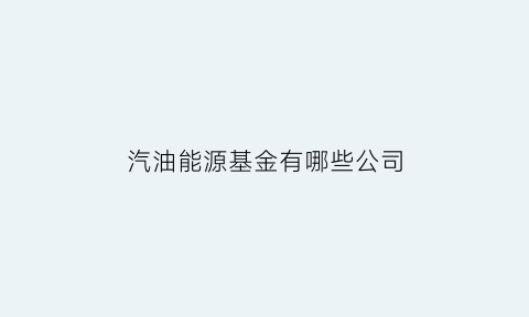 汽油能源基金有哪些公司