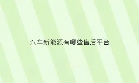 汽车新能源有哪些售后平台