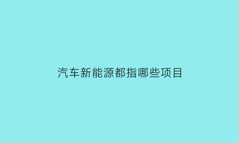 汽车新能源都指哪些项目