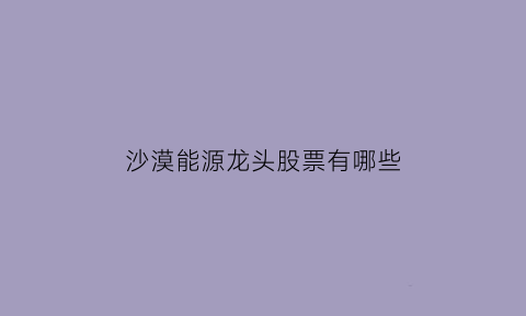 沙漠能源龙头股票有哪些