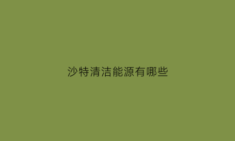 沙特清洁能源有哪些