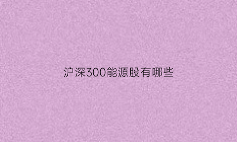 沪深300能源股有哪些