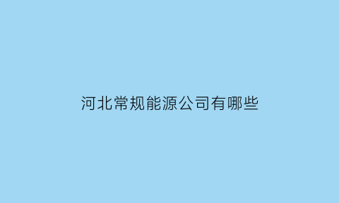 河北常规能源公司有哪些