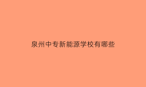 泉州中专新能源学校有哪些