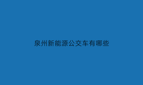 泉州新能源公交车有哪些