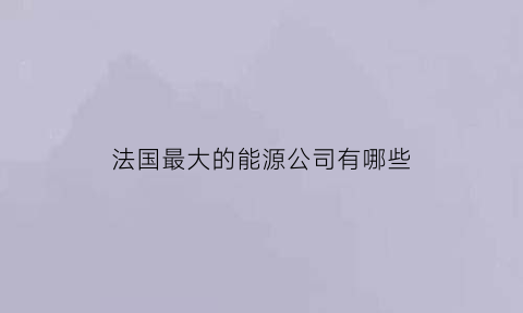 法国最大的能源公司有哪些