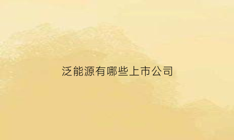 泛能源有哪些上市公司