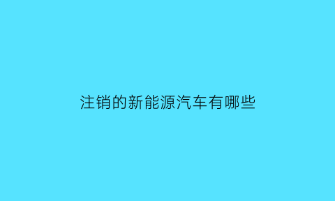 注销的新能源汽车有哪些