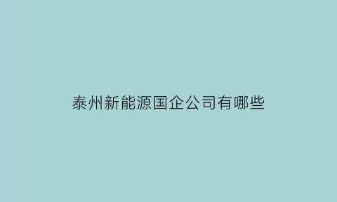 泰州新能源国企公司有哪些