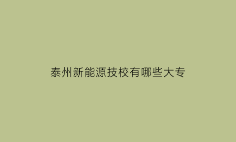 泰州新能源技校有哪些大专(江苏泰州新能源科技公司)