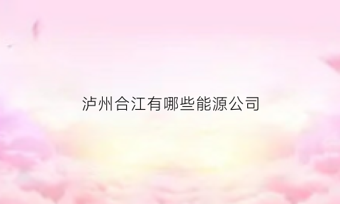 泸州合江有哪些能源公司