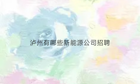 泸州有哪些新能源公司招聘(泸州新能源汽车公司)