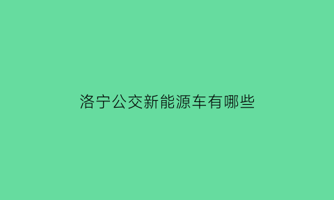 洛宁公交新能源车有哪些