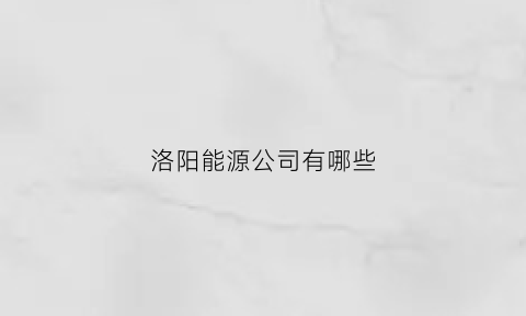 洛阳能源公司有哪些