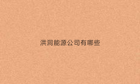 洪洞能源公司有哪些